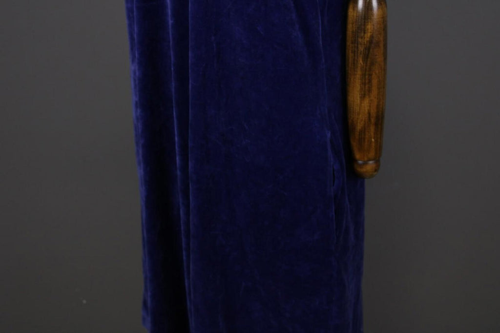 GUDRUN SJODEN Blue Velour Oversized Sleeveless V-Neck A-Line Midi Dress – Size L