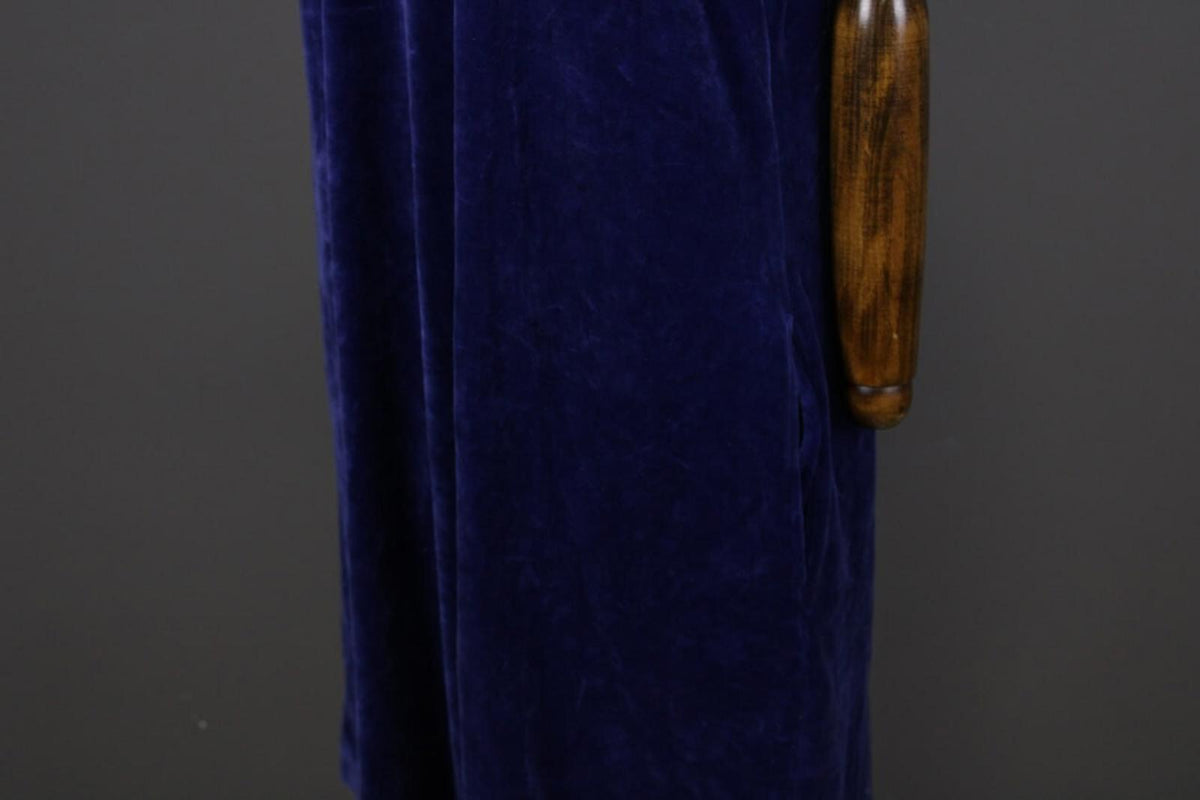 GUDRUN SJODEN Blue Velour Oversized Sleeveless V-Neck A-Line Midi Dress – Size L