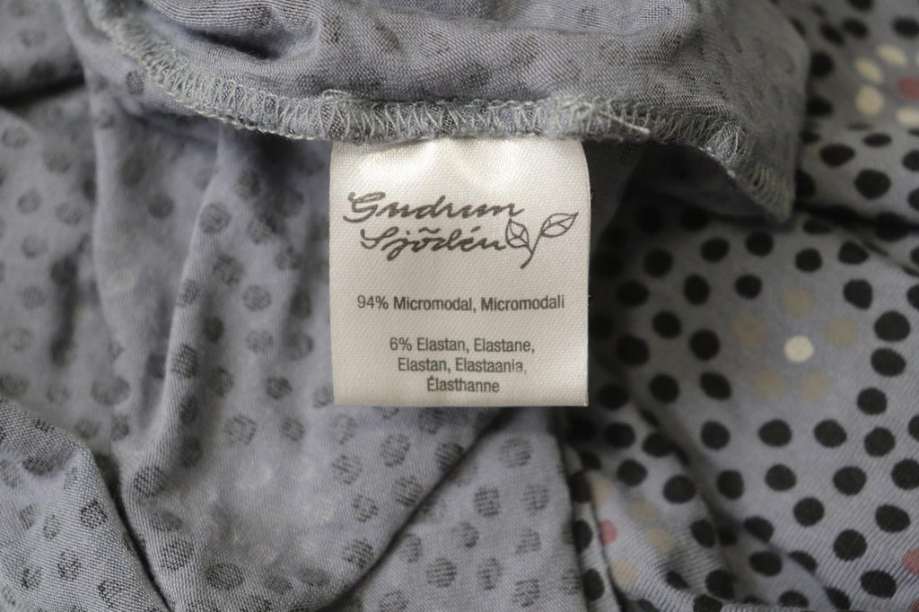 GUDRUN SJODEN Gray Modal Floral Polka Dot Sleeveless Round Neck Tank Dress Sz L