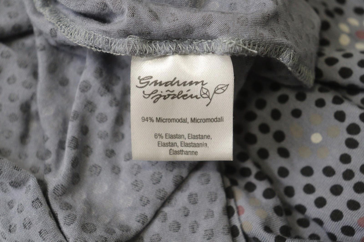 GUDRUN SJODEN Gray Modal Floral Polka Dot Sleeveless Round Neck Tank Dress Sz L