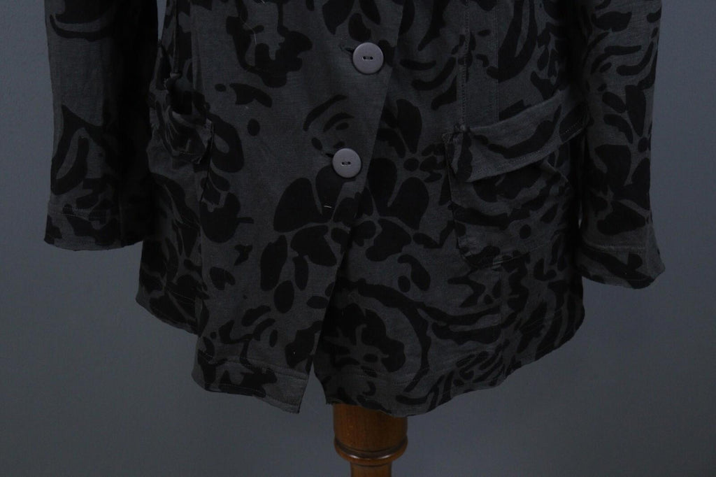 TOAST Black Gray Geometric Pattern Wool Tweed Button Front Blazer Jacket Sz M/L