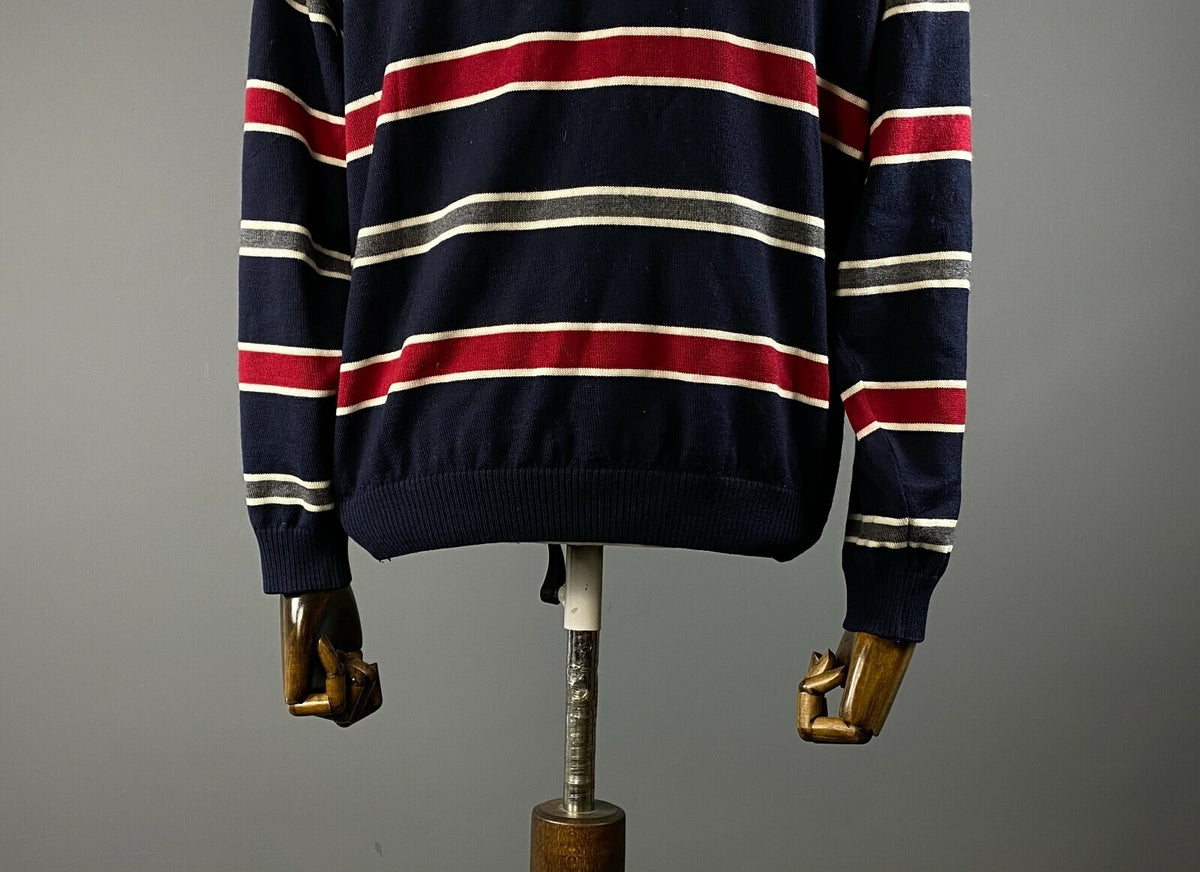 Paul & Shark Yachting Cool Touch Blue Stripe High Neck Wool Jumper – Men's L