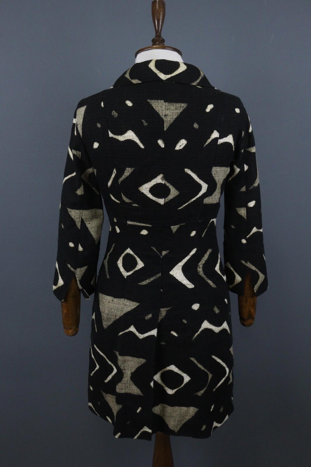 MAX MARA Black Abstract Print 3/4 Sleeve Button Front Blazer Jacket Coat – Size 6