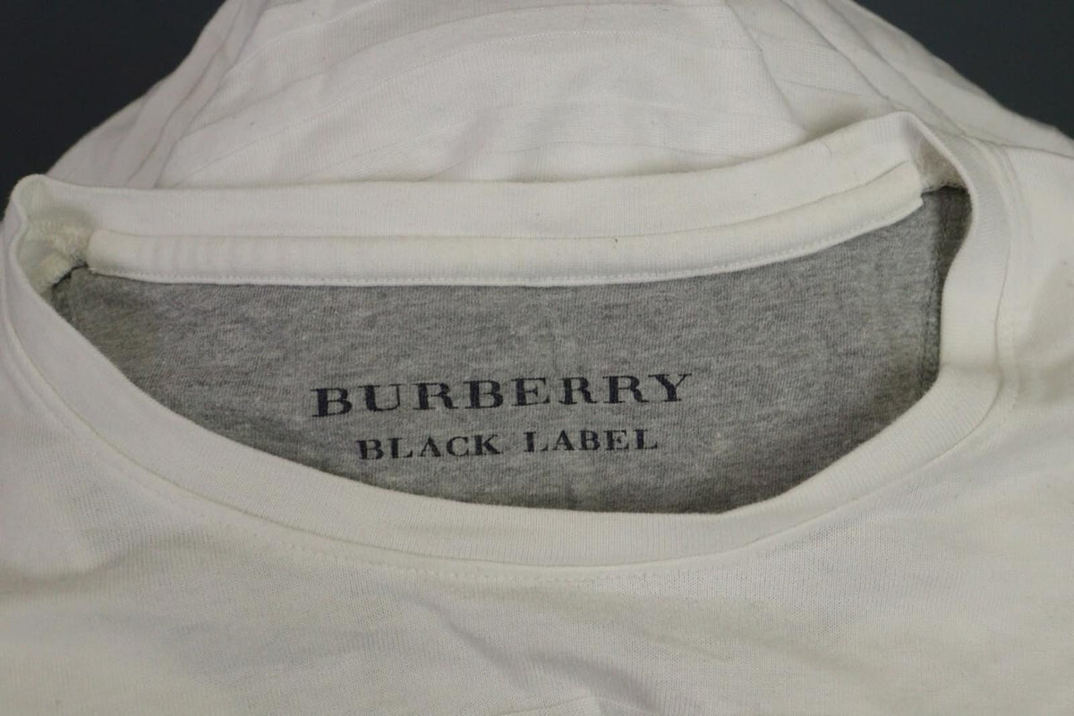 BURBERRY BLACK LABEL Blouse Shirt White Ribbed Long Sleeve – Size 2