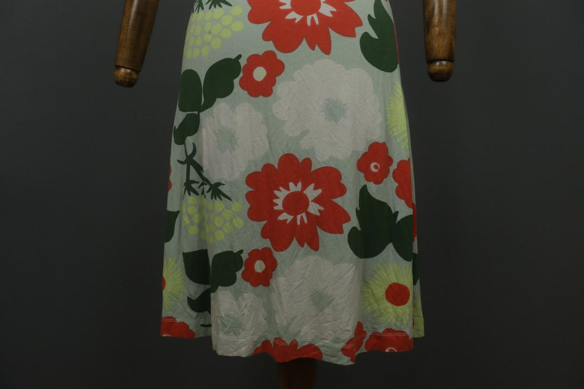 MARIMEKKO VIRRAN KUKKATORI Multi Floral Short Sleeve V-Neck Maxi Dress – Size S