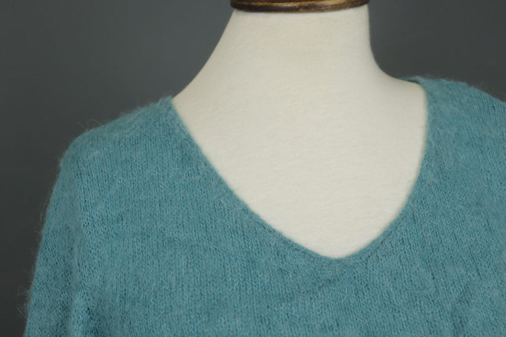 GUDRUN SJODEN Blue Tight Knit Casual Long Sleeve V-Neck Pullover Sweater – Size M