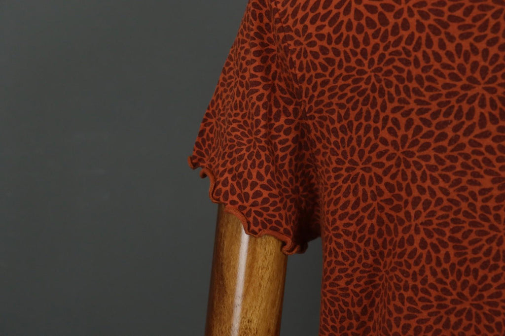 GUDRUN SJODEN Orange Dotted Modal Short Sleeve Round Neck Tunic Top – Size M