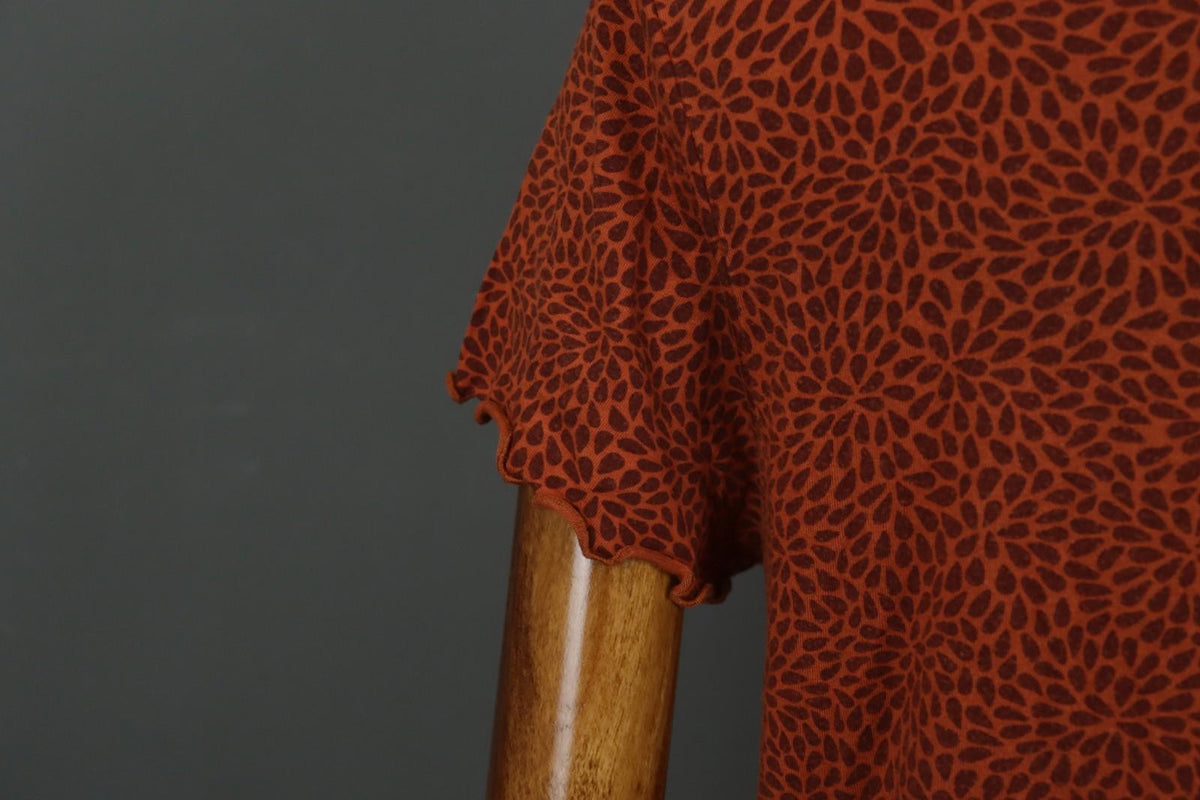 GUDRUN SJODEN Orange Dotted Modal Short Sleeve Round Neck Tunic Top – Size M