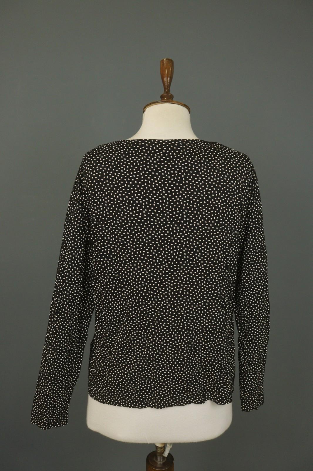 GUDRUN SJODEN Black White Polka Dot Lyocell Round Neck Pullover Sweater – Size L