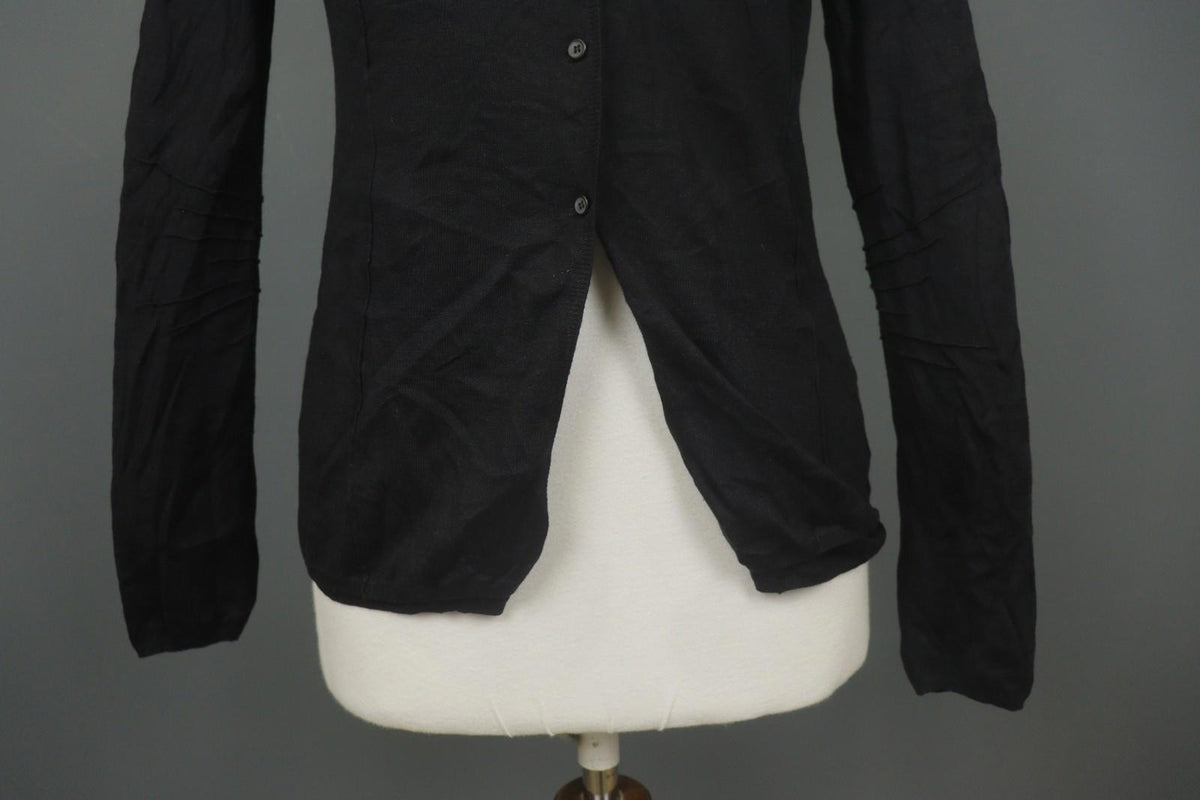 ANNETTE GOERTZ Kami Black Silk Blend Knit Button Front Cardigan Sweater – Size M