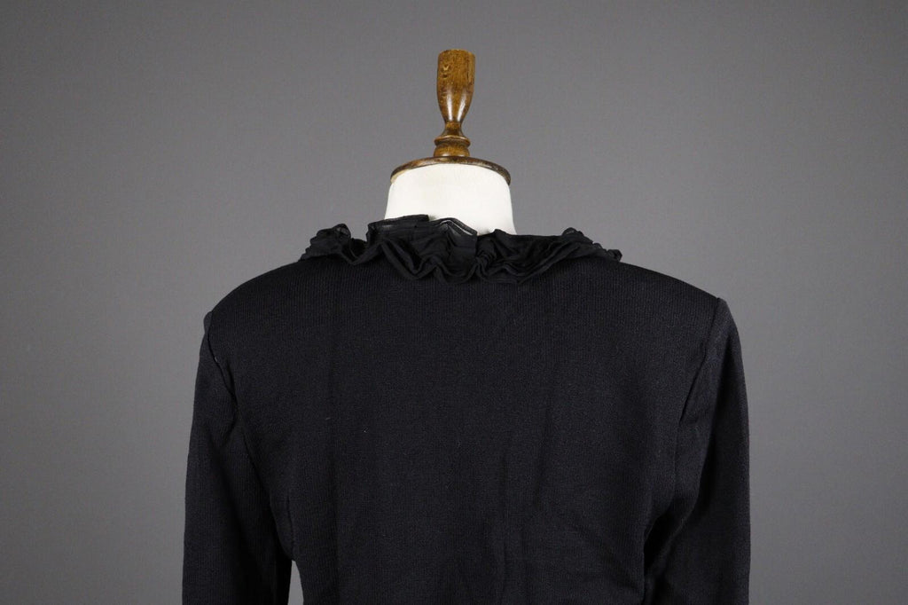 ST. JOHN EVENING Black Wool Lagenlook Knit Cardigan Sweater – Size 8