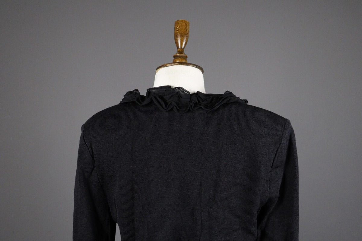 ST. JOHN EVENING Black Wool Lagenlook Knit Cardigan Sweater – Size 8