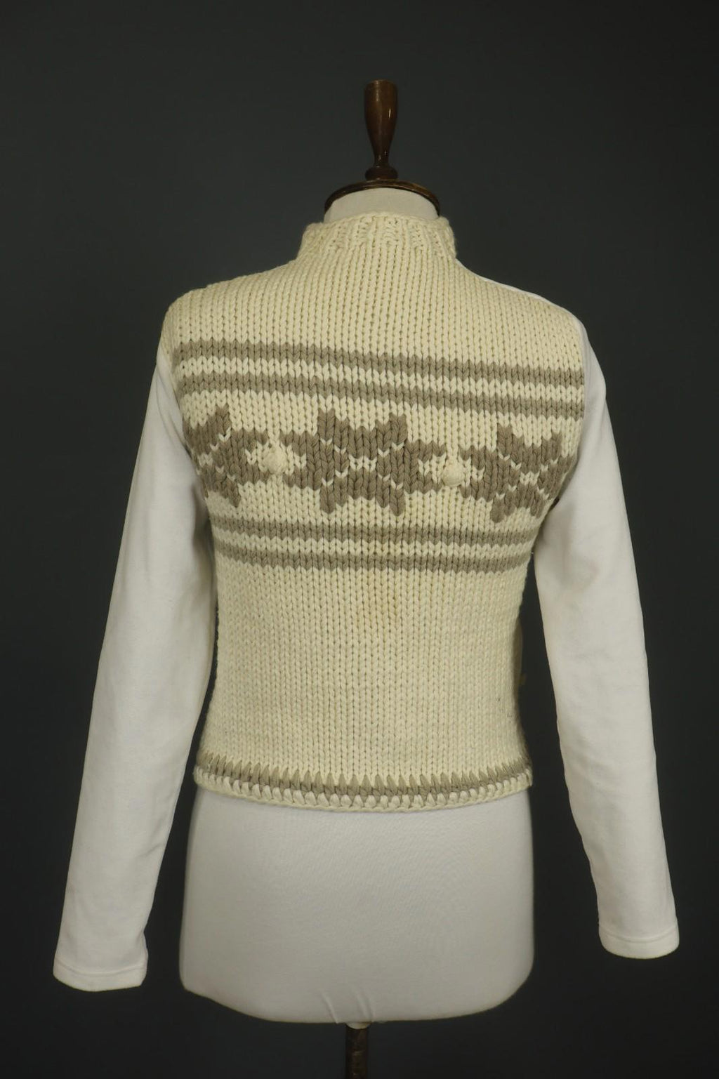 MARITHE FRANCOIS GIRBAUD White Knitted Slim Fit Mock Neck 1/4 Zip Sweater Sz 38