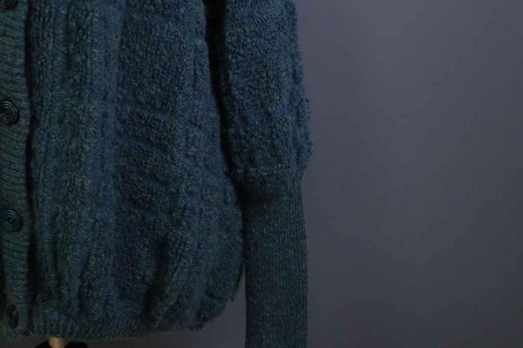 MISSONI Blue Wool Mohair Knit Long Sleeve Button Cardigan Sweater – Size L