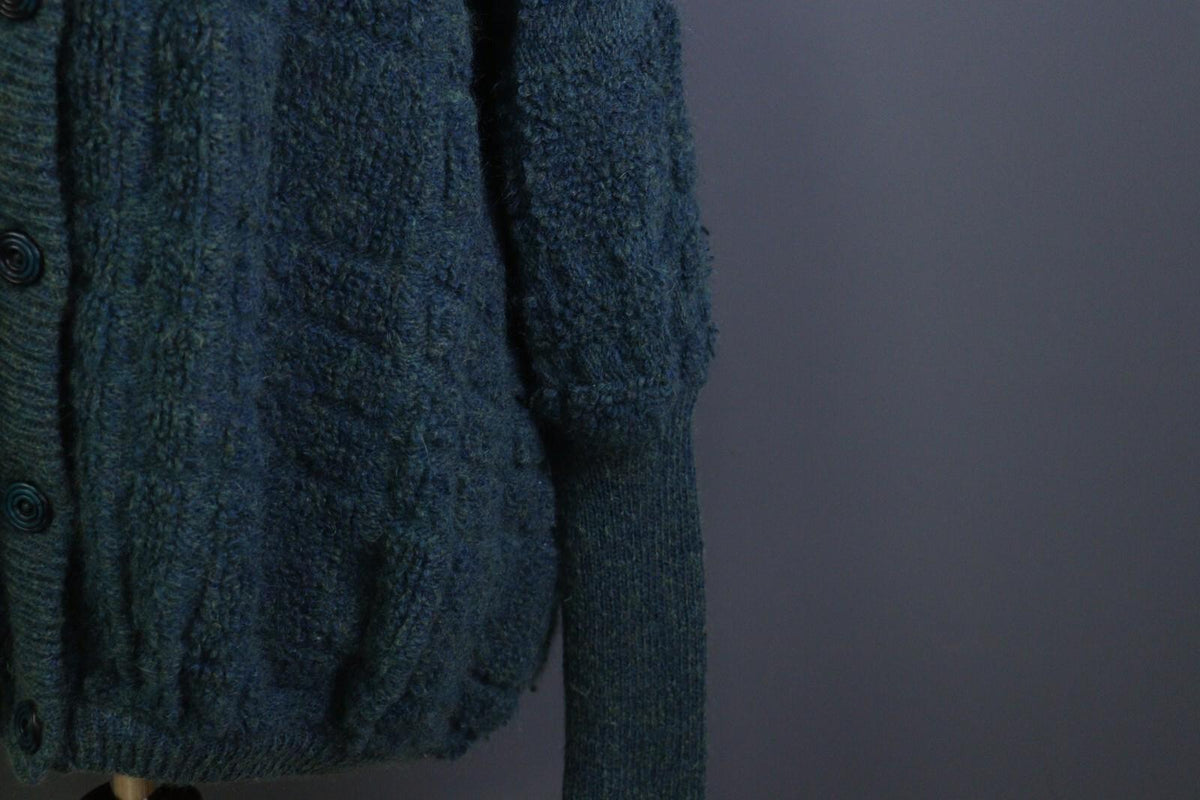 MISSONI Blue Wool Mohair Knit Long Sleeve Button Cardigan Sweater – Size L