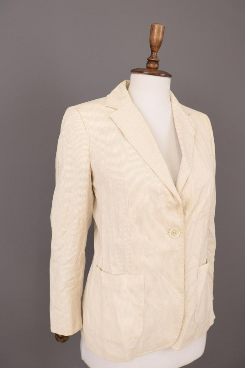 WEEKEND MAX MARA Beige Pinstripe One Button Blazer Jacket – Size USA 10