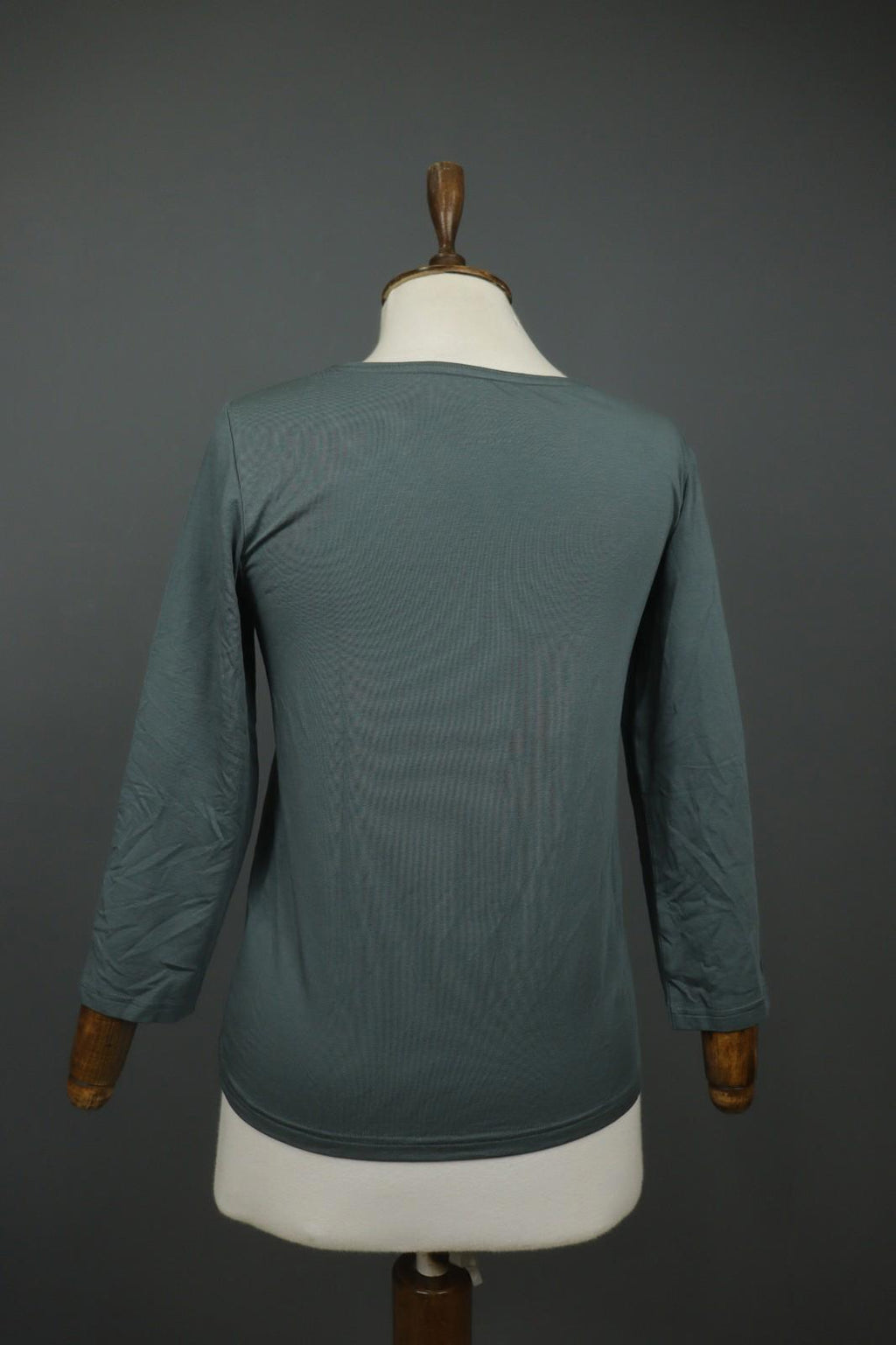 GUDRUN SJODEN Green Lyocell Slim Fit Round Neck Pullover Blouse Top – Size M