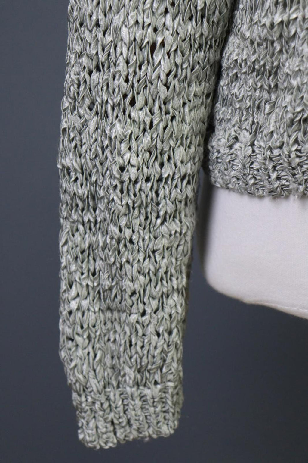 ANNETTE GORTZ Gray Open Knit Crew Neck Knit Sweater – Size M