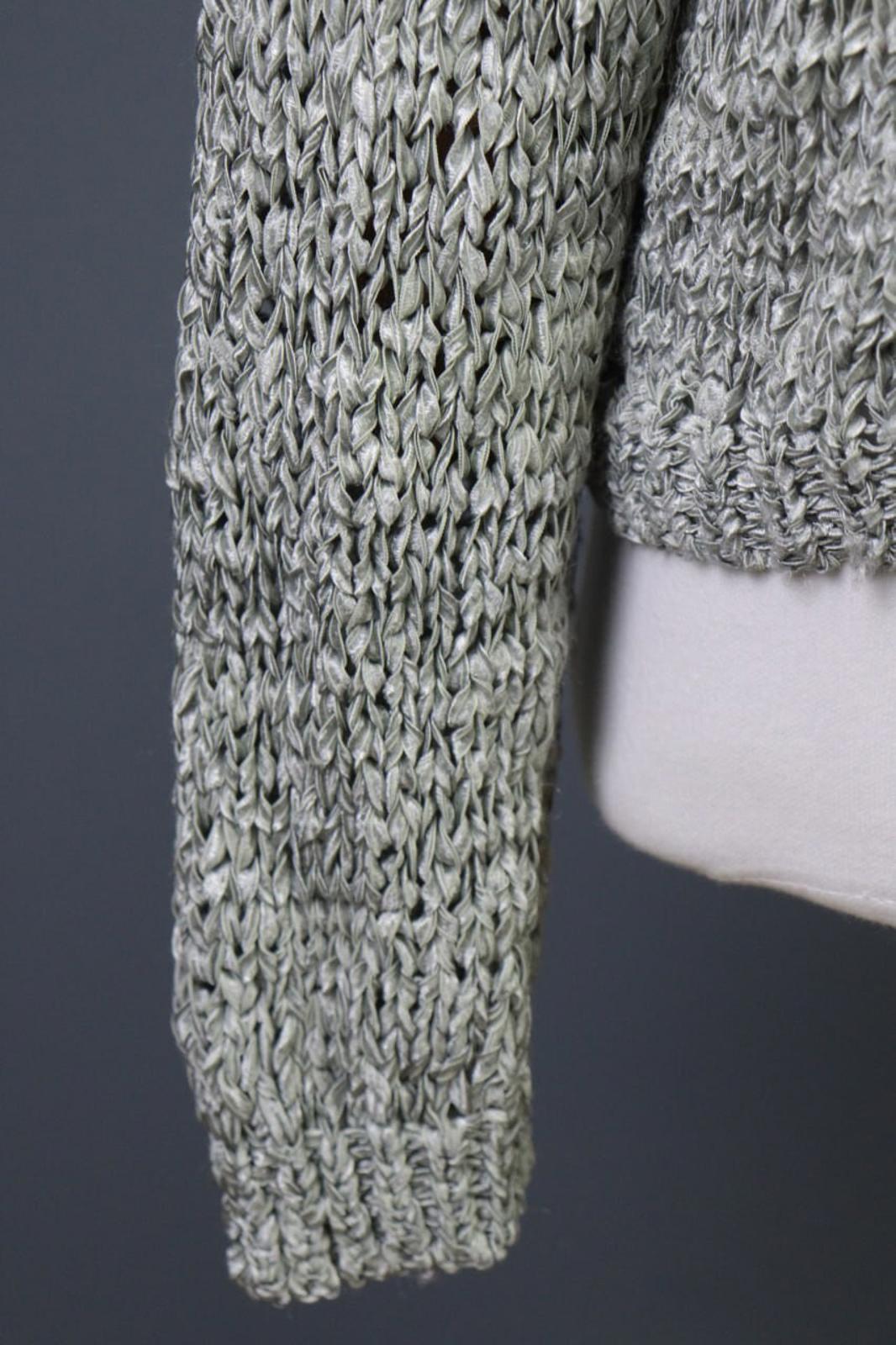 ANNETTE GORTZ Gray Open Knit Crew Neck Knit Sweater – Size M