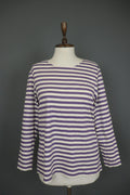 GUDRUN SJODEN Purple White Striped 100% Cotton Long Sleeve Blouse Top – Size M