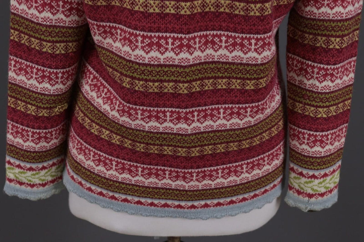 OLEANA Multicolor Jacquard Floral Alpaca Knit Cardigan Sweater – Size M