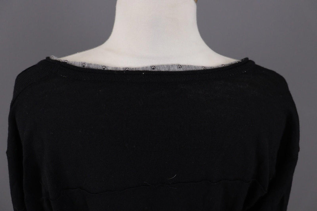 VERSACE COLLECTION Black Merino Wool Knit Long Sleeve Top Tunic Shirt – Size M