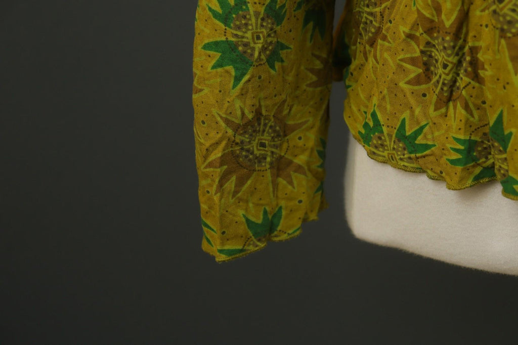 GUDRUN SJODEN Multi Floral 100% Viscose Boat Neck Pullover Blouse Top – Size XL