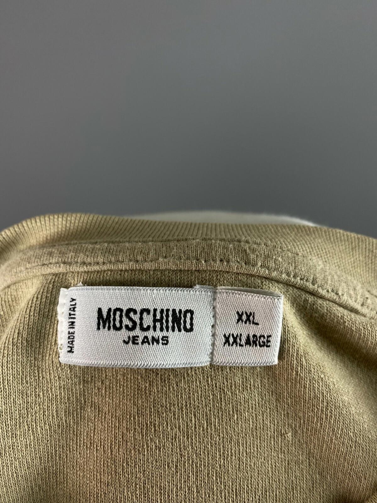 MOSCHINO JEANS Beige Cotton Big Logo Long Sleeve T-Shirt – Size XXL