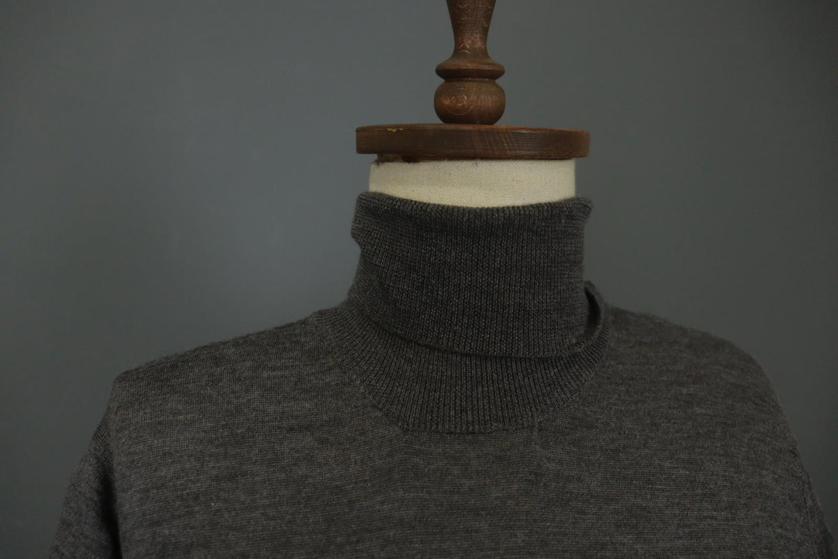BALLANTYNE Gray 100% Wool High Neck Raglan Sleeve Pullover Sweater – Size M