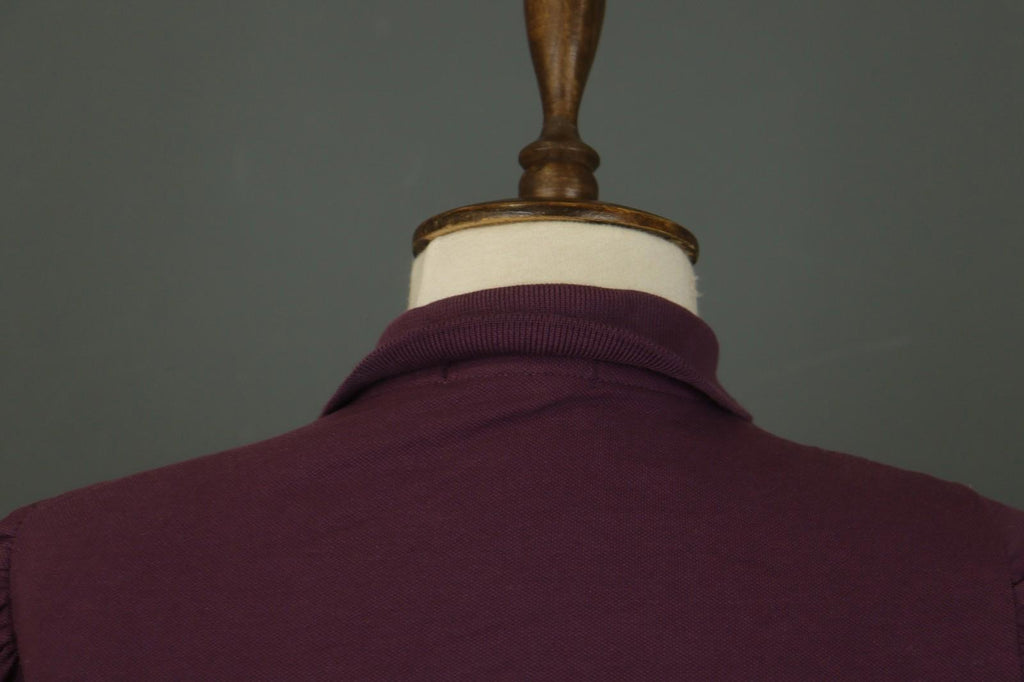 BURBERRY BRIT Burgundy Slim Fit Long Sleeve Collared Popover Polo Shirt – Size S