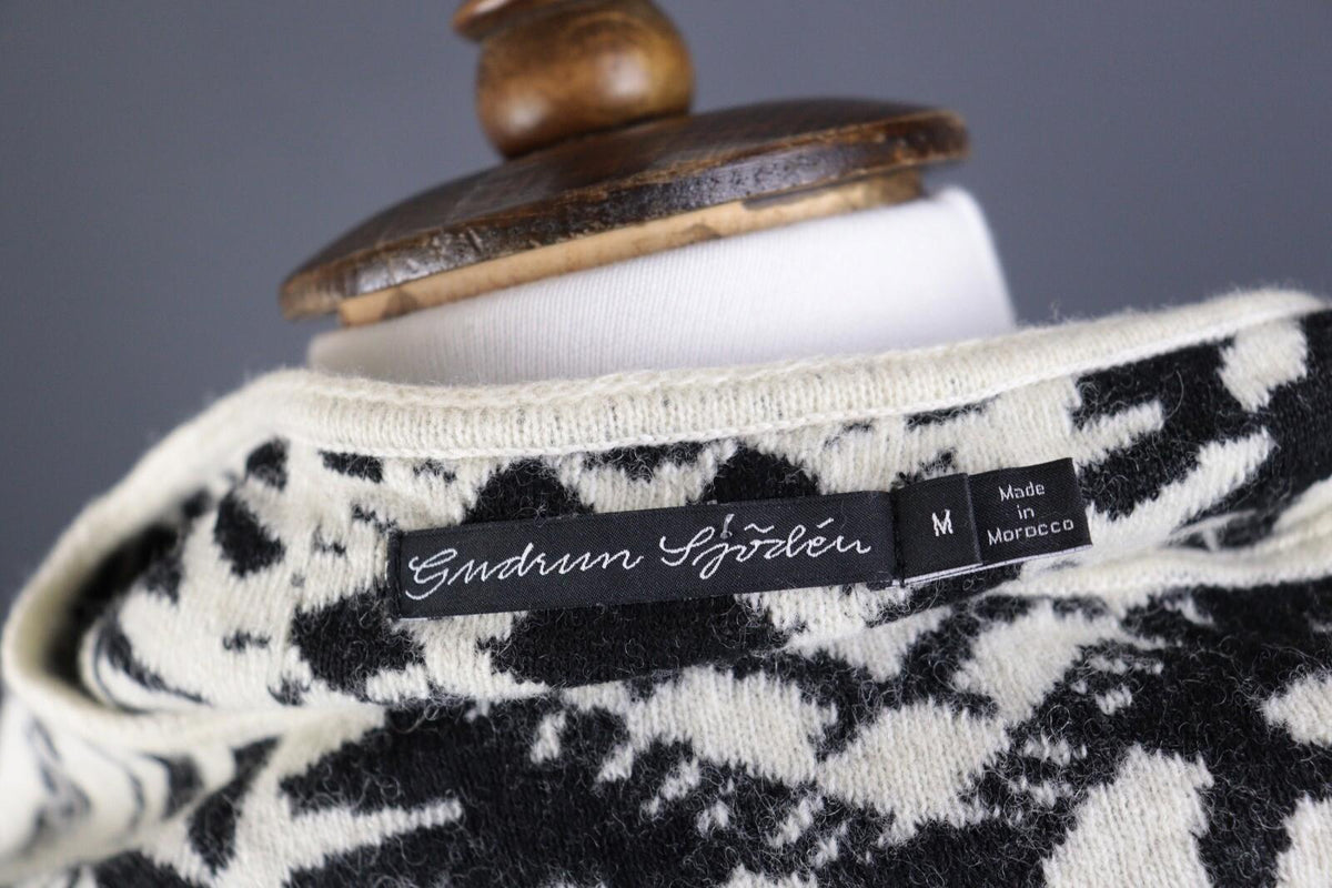 GUDRUN SJODEN Multicolor Floral Wool Long Sleeve Knit Sweater Dress – Size M