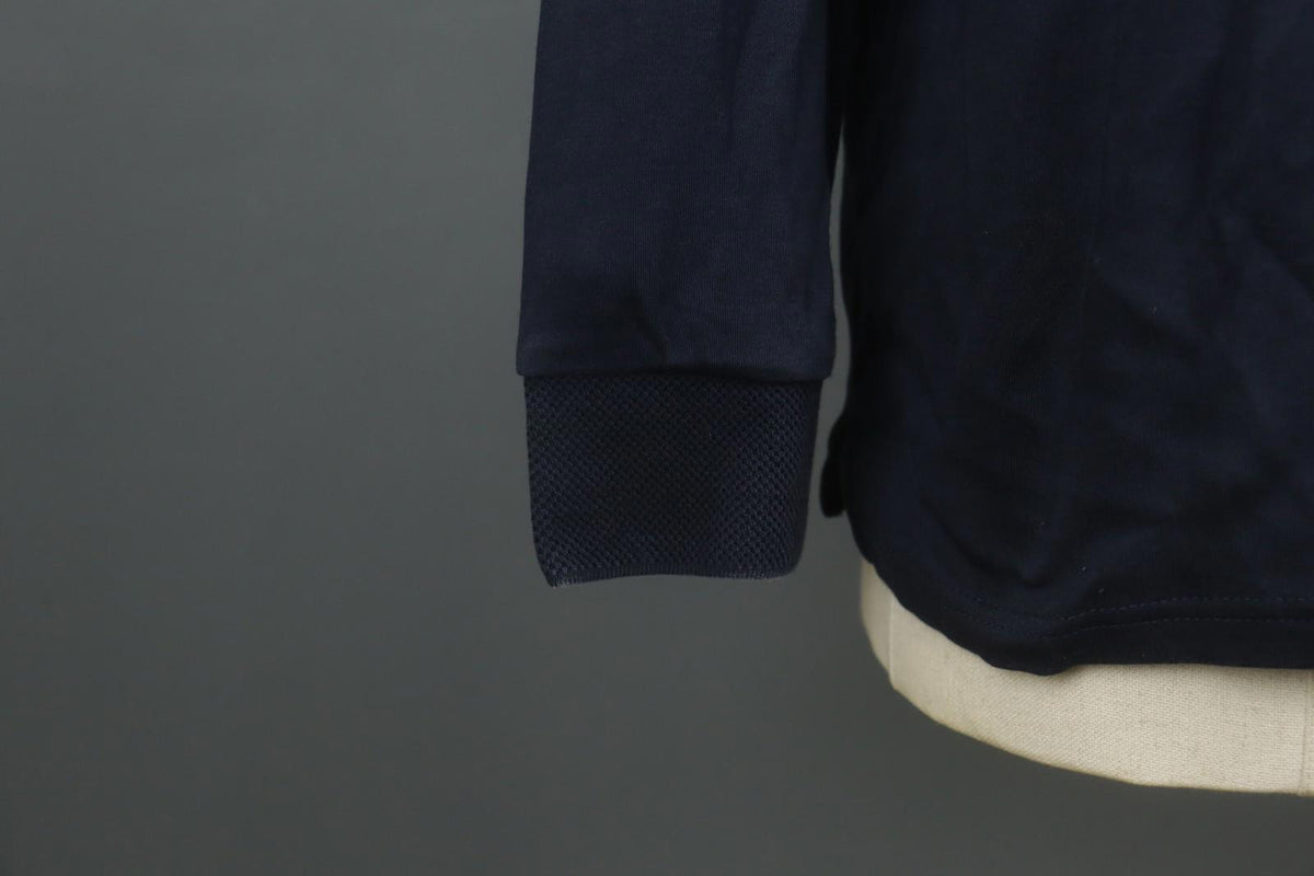Carlo Colucci Navy 100% Cotton Long Sleeve Collared Popover Polo Shirt – Size L