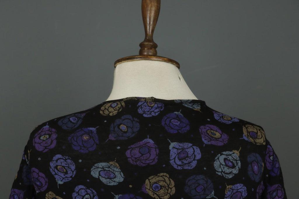 GUDRUN SJODEN Multi Floral Short Sleeve Round Neck Pullover T-Shirt Top – Size M