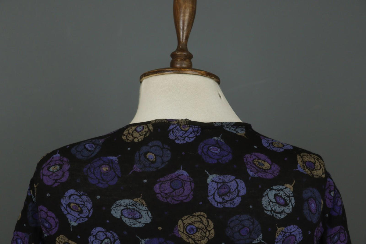GUDRUN SJODEN Multi Floral Short Sleeve Round Neck Pullover T-Shirt Top – Size M