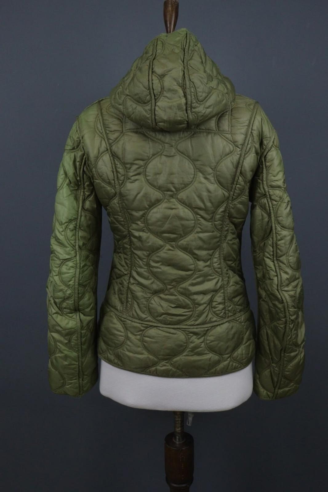 JET SET Green Nylon Long Sleeve Full Zip Snap Button Cuff Quilted Jacket – Size 2