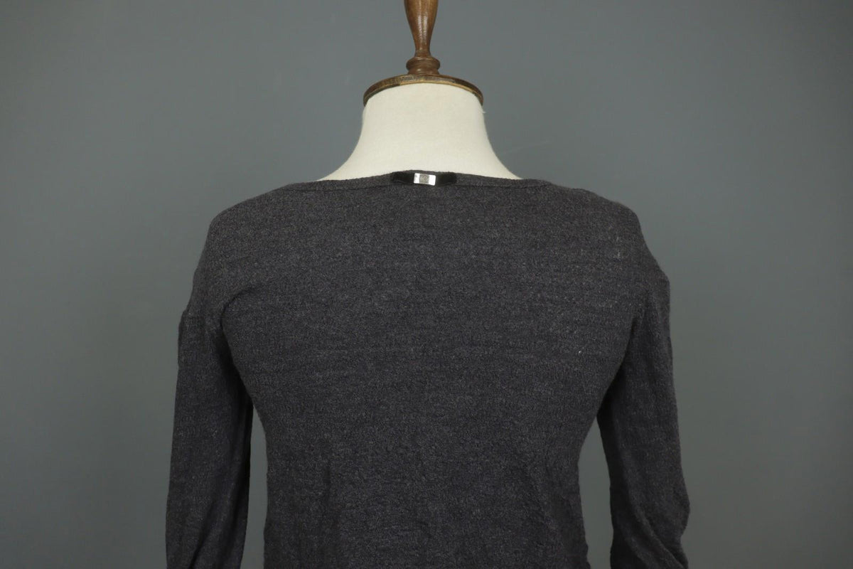 HIGH Use Gray Virgin Wool Knit Long Sleeve Round Neck Pullover Sweater – Size S