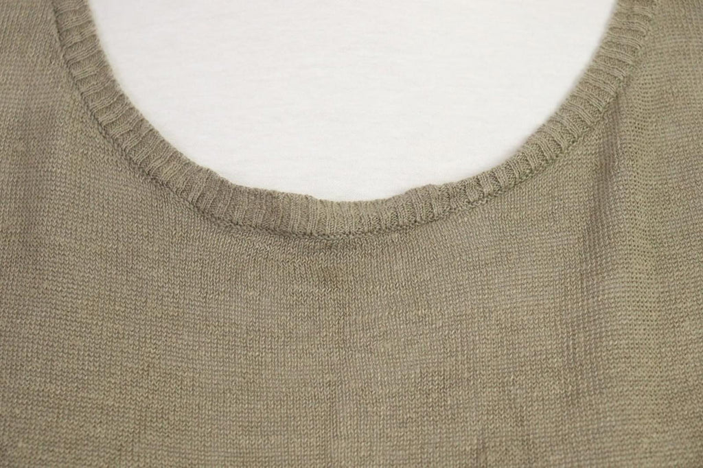 GUDRUN SJODEN Brown Linen Knit Crew Neck Raglan Sleeve Pullover Sweater – Size S