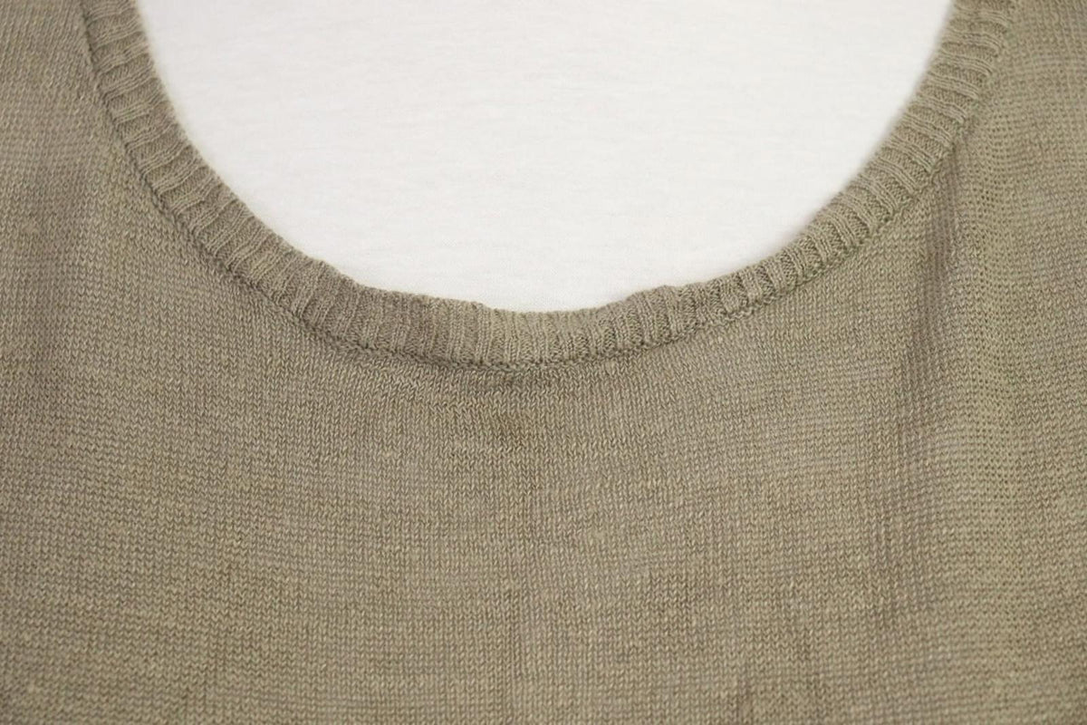 GUDRUN SJODEN Brown Linen Knit Crew Neck Raglan Sleeve Pullover Sweater – Size S