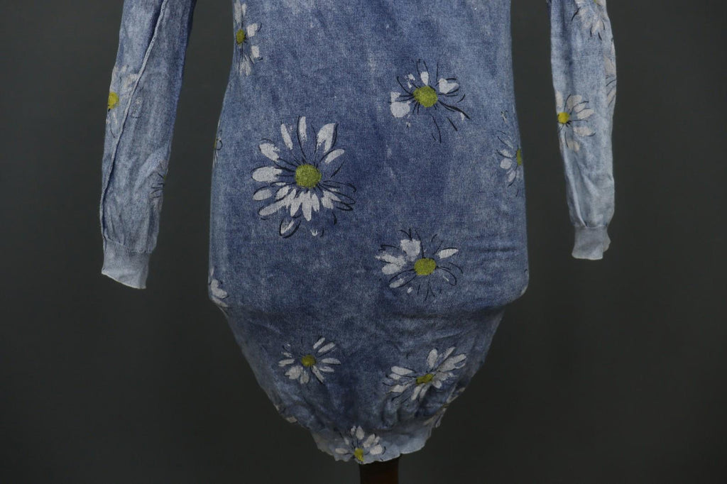 DOLCE & GABBANA Blue Floral Raglan Sleeve Button Front Cardigan Sweater – Size 40