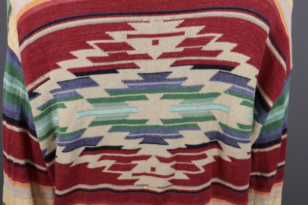 DENIM SUPPLY RALPH LAUREN Multicolor Aztec Linen Lagenlook Knited Sweater – Size L