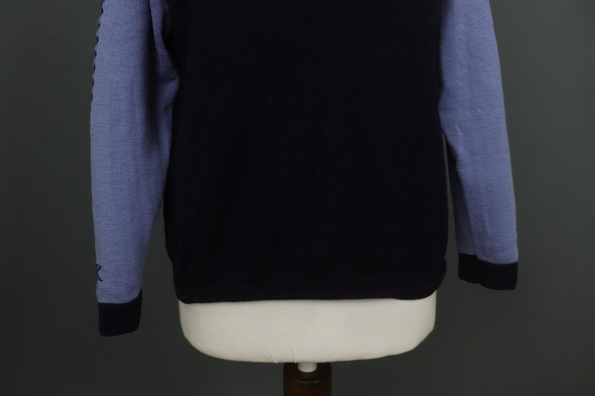 DALE OF NORWAY Navy Tight Knit Long Sleeve Mock Neck Quarter Zip Sweater – Size M