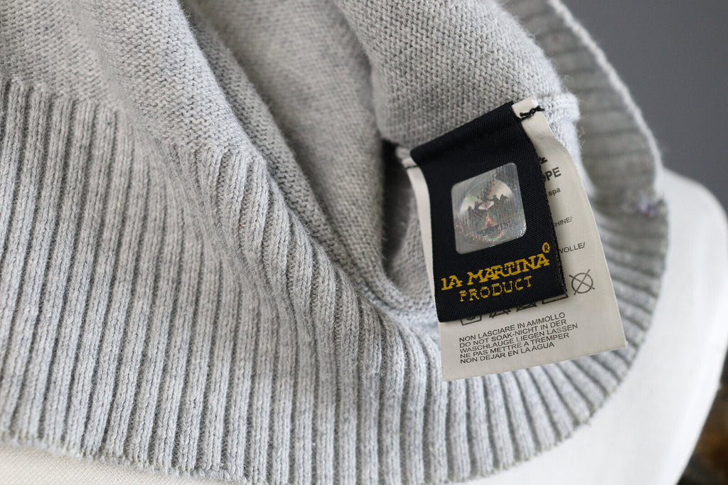 La Martina Buenos Aires Grey Cotton V-Neck Sweater – Men's S