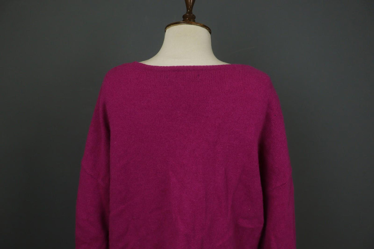 GUDRUN SJODEN Pink Linen Knitted Long Sleeve Round Neck Pullover Sweater – Size XL