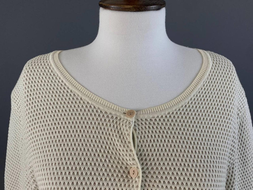 GUDRUN SJODEN Ivory Textured Knit Cardigan Sweater – Size L