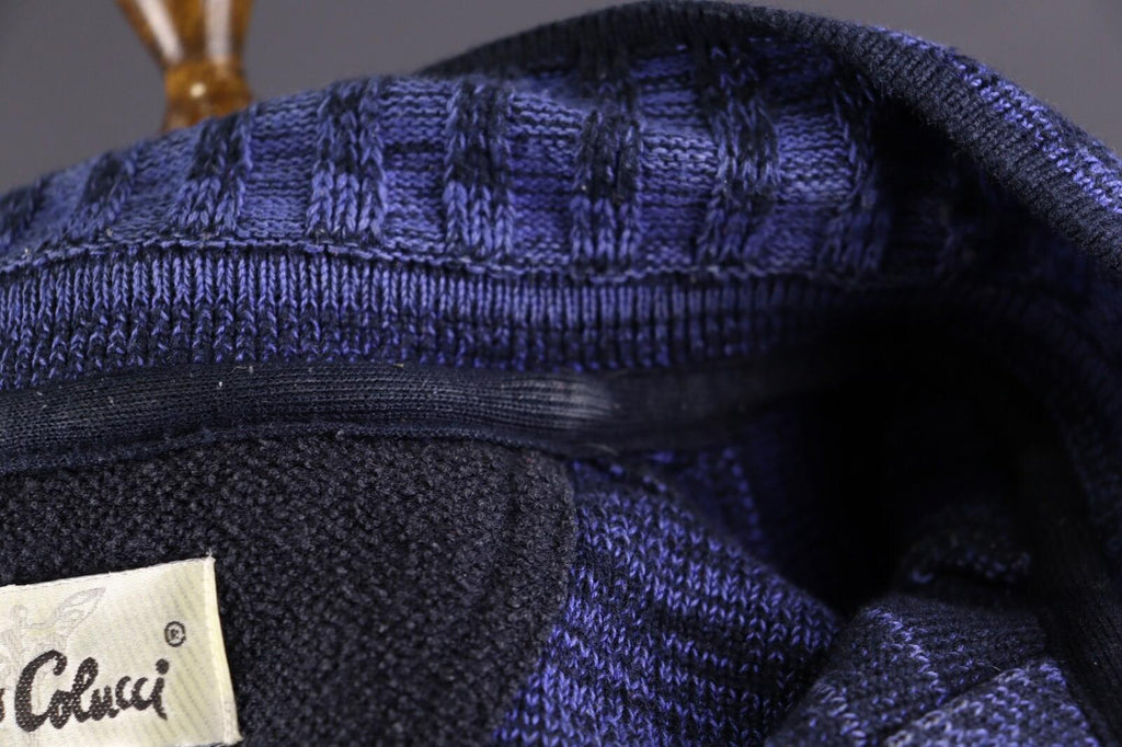 CARLO COLUCCI Blue Knit Vintage Long Sleeve Sweater – Size S