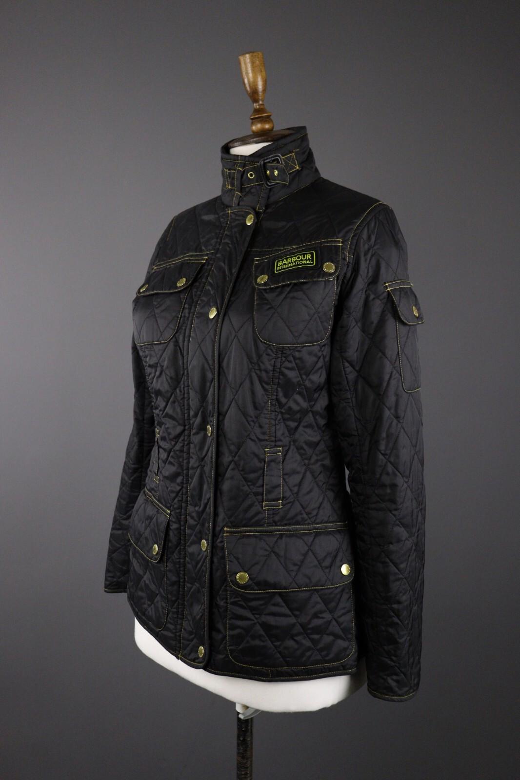 BARBOUR INTERNATIONAL Black Quilted Polyester Jacket – Size UK6 US10 EU36