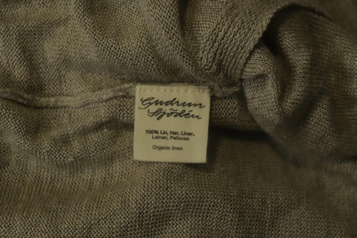 GUDRUN SJODEN Tan 100% Linen Long Sleeve Round Neck Pullover Tunic Top – Size M – Used