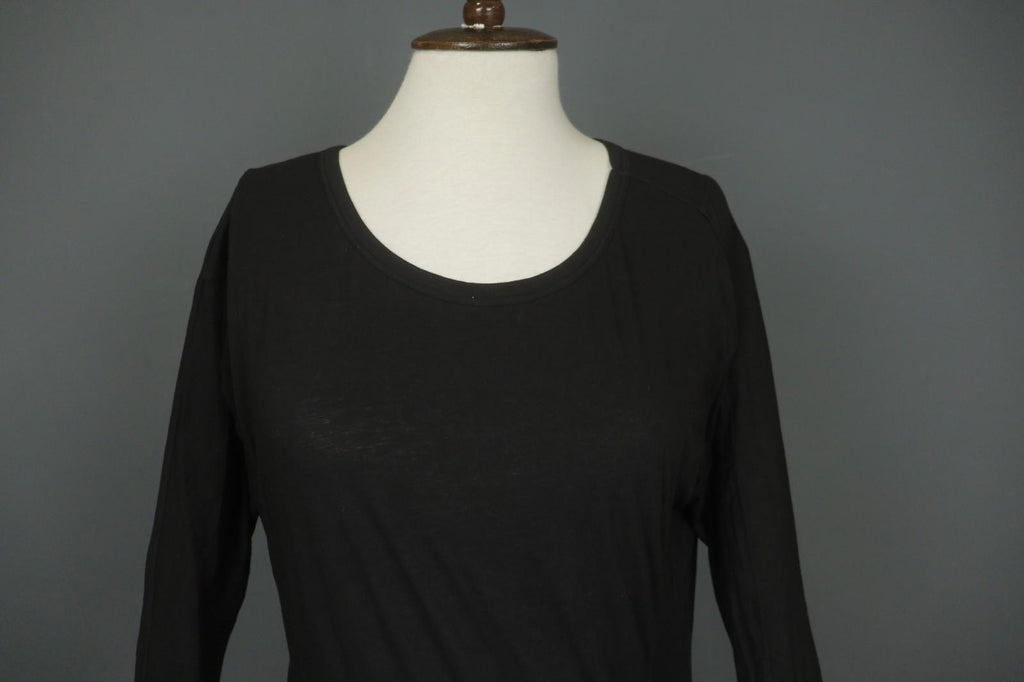 HUMANOID Blouse Top Slim Fit Stretch Black Cotton Round Neck Pullover – Size XS