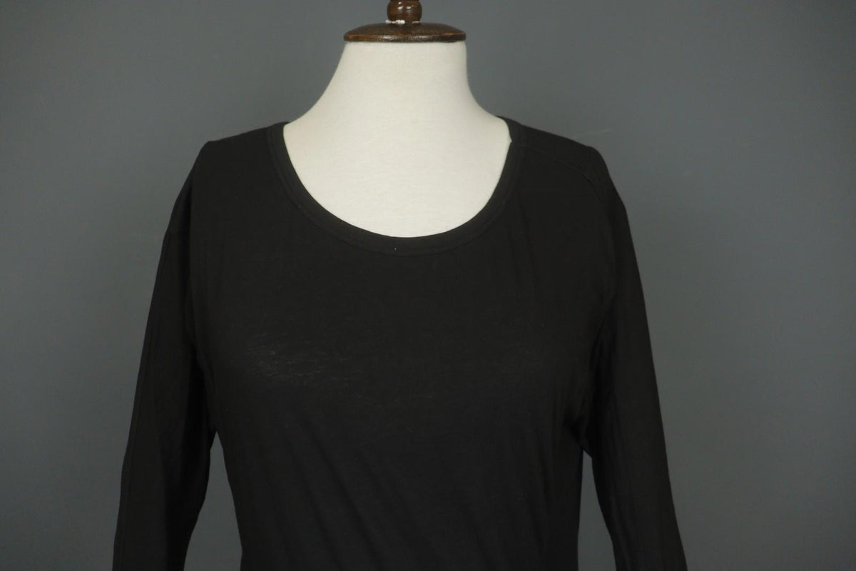 HUMANOID Blouse Top Slim Fit Stretch Black Cotton Round Neck Pullover – Size XS