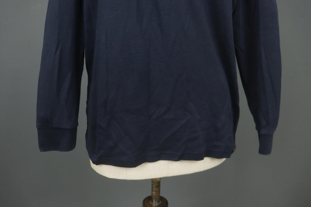 Carlo Colucci Navy 100% Cotton Long Sleeve Collared Popover Polo Shirt – Size L